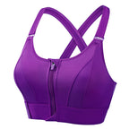 Women wire free sports bra high support wide straps moisture wicking