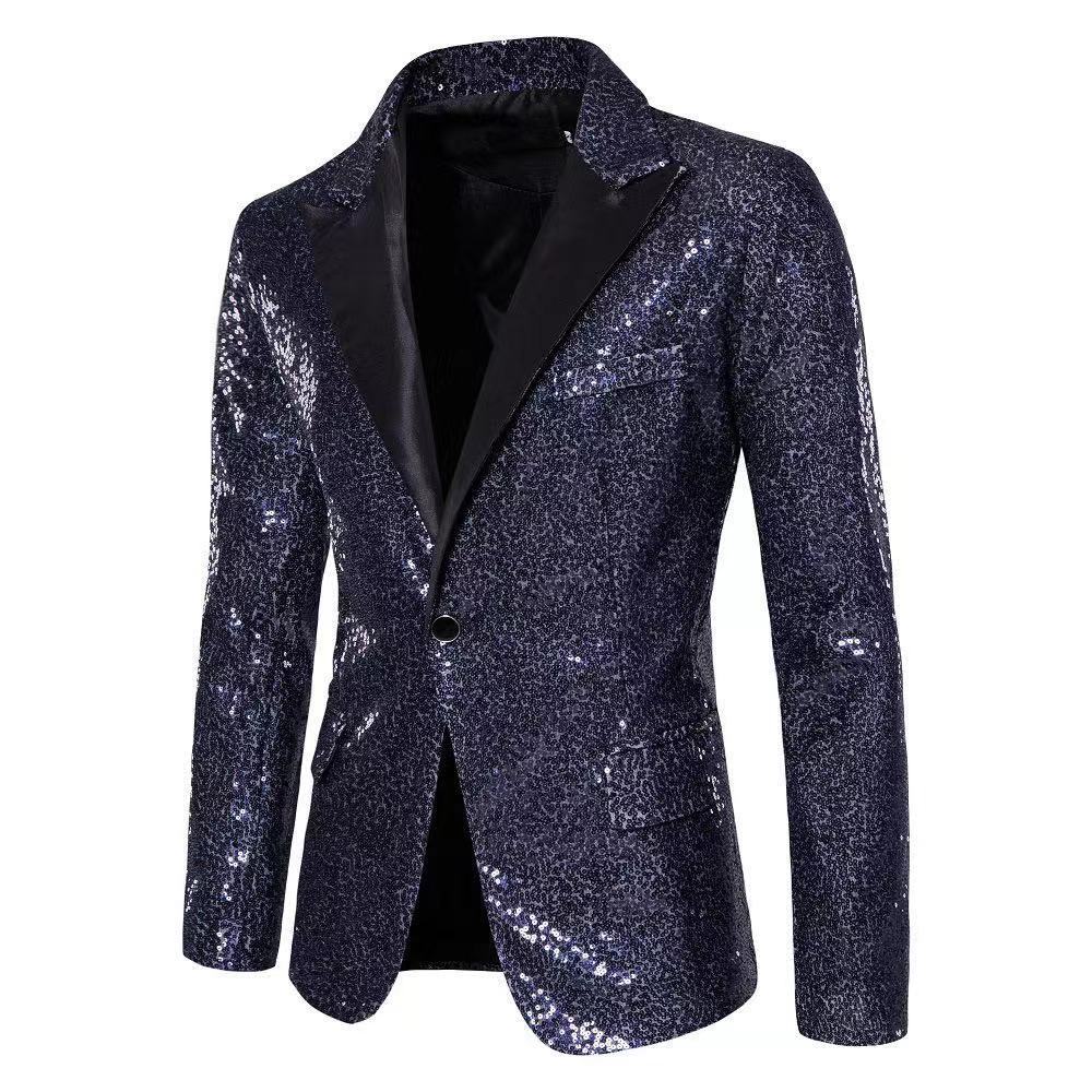 Sequin Blazer for Men Sparkly Lightweight Breathable Fabric Lapel