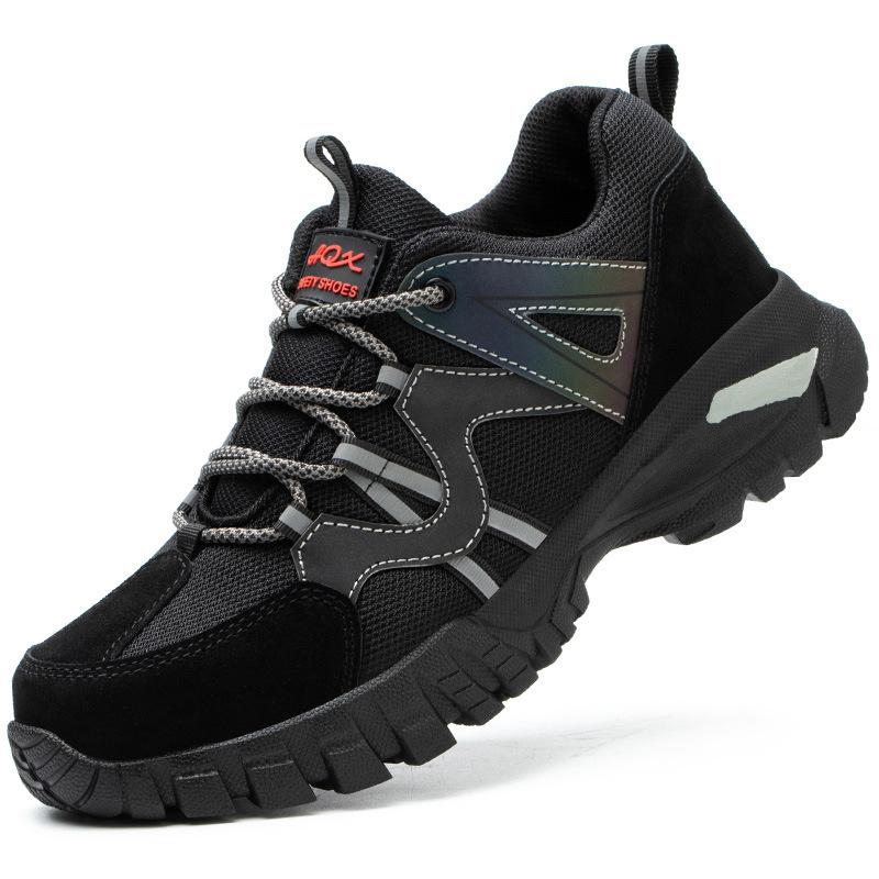 Safety shoes with steel toe cap, non-slip outsole and reflective strips