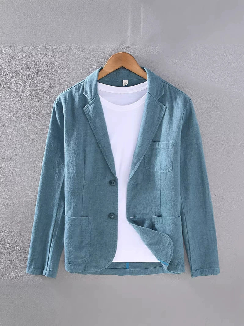 Men's linen blazer summer unstructured lightweight smart-casual fit