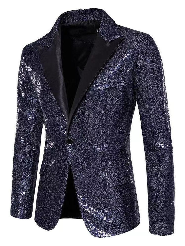 Sequin Blazer for Men Sparkly Lightweight Breathable Fabric Lapel