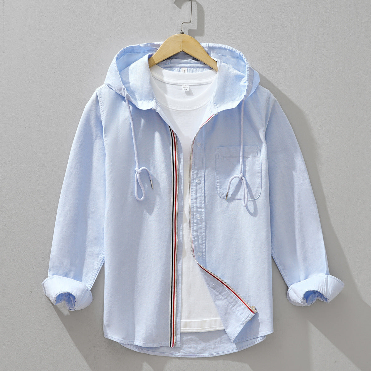 Men Egyptian cotton hooded jacket relaxed tailored fit utility style