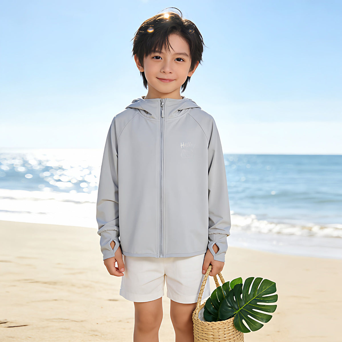 Kids UV protection hoodie jacket with sporty hood in multiple colors