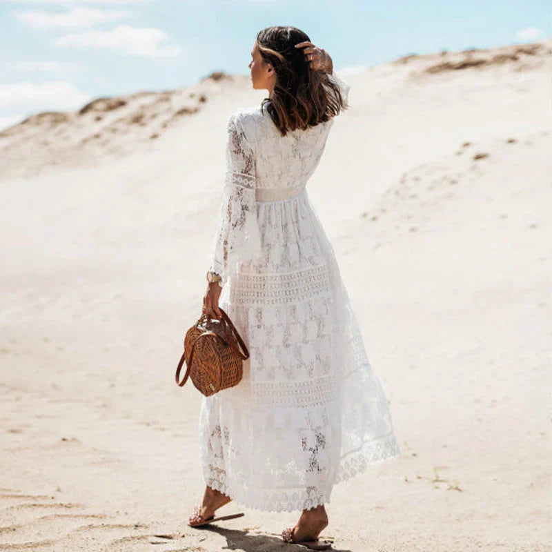Boho Dress Women Long Sleeve Flowy Maxi Lightweight Breathable