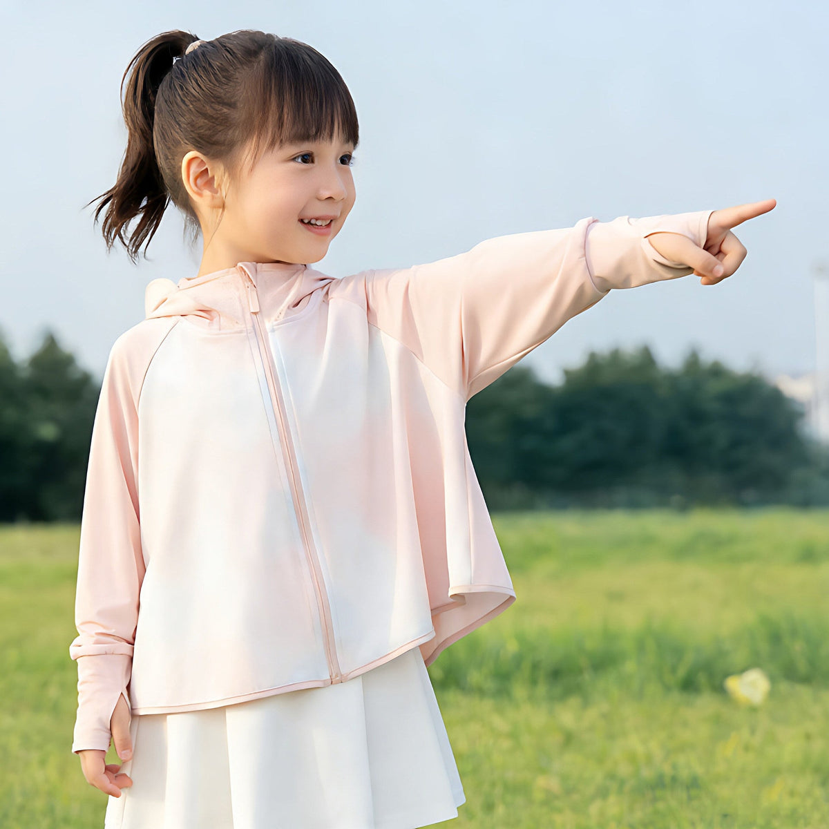 Kids UV protection hoodie jacket with sporty hood in multiple colors