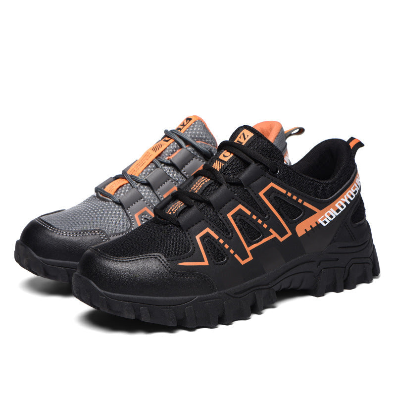 Safety shoes with steel toe cap, anti-slip puncture-resistant sole, breathable mesh upper