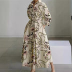 Women wrap collared maxi dress front wrap silhouette multiple prints
