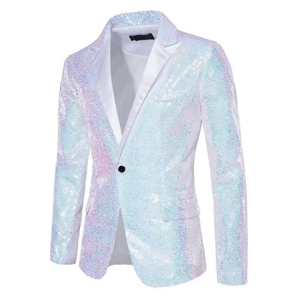 Sequin Blazer for Men Sparkly Lightweight Breathable Fabric Lapel