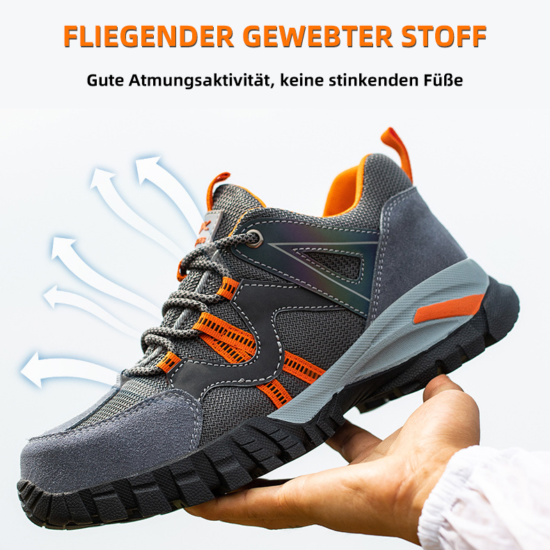 Safety shoes with steel toe cap, non-slip outsole and reflective strips