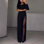 Women one shoulder sequin panel wide leg jumpsuit asymmetric design