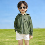 Kids UV protection hoodie jacket with sporty hood in multiple colors