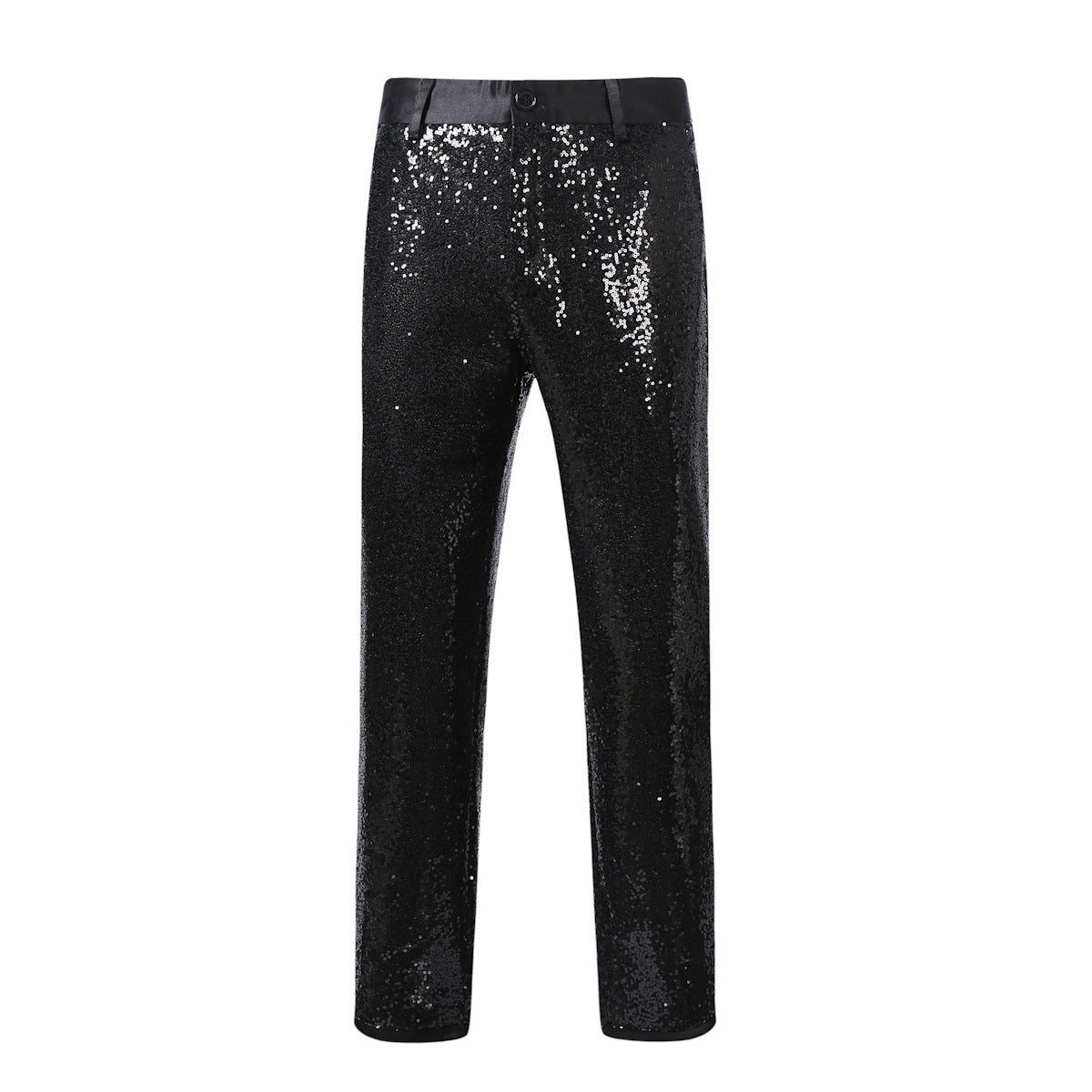 Sequin Pants Men Shimmering Sparkle Finish Full Length Black