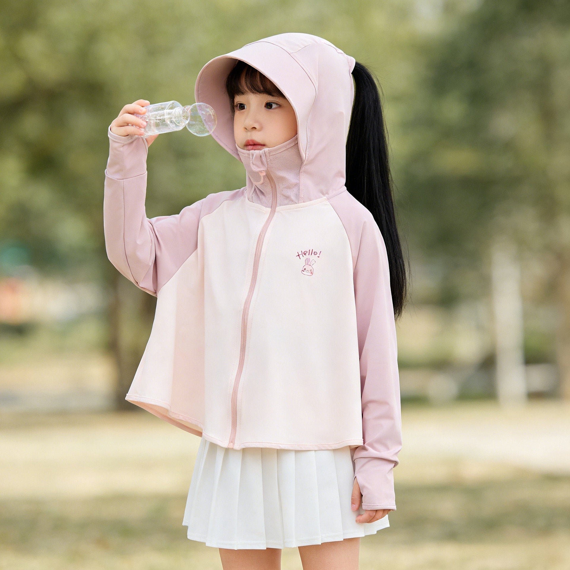 Kids UV protection hoodie jacket with sporty hood in multiple colors