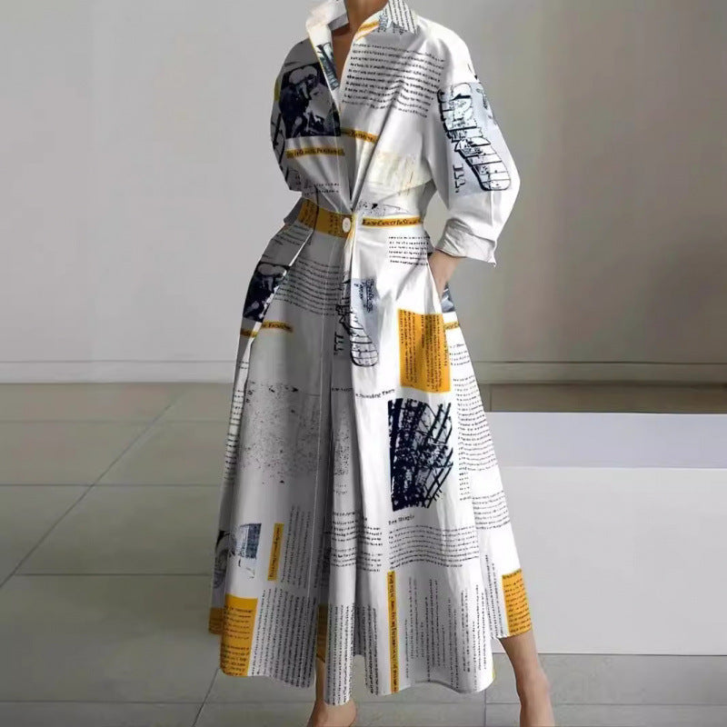 Women wrap collared maxi dress front wrap silhouette multiple prints