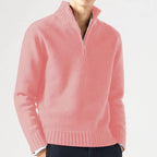 Men's half-zip pullover sweater wool blend, warm winter knitwear