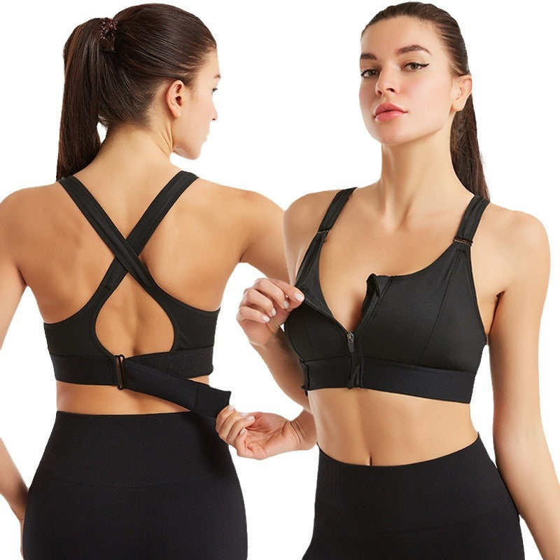 Women wire free sports bra high support wide straps moisture wicking