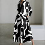 Women wrap collared maxi dress front wrap silhouette multiple prints
