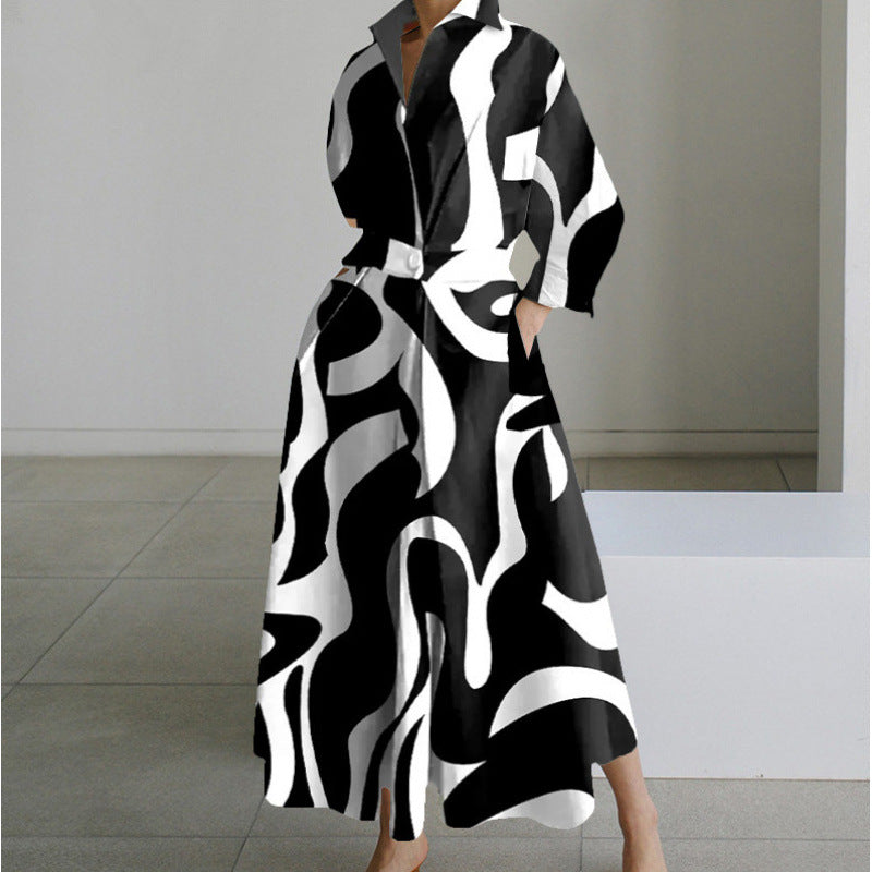 Women wrap collared maxi dress front wrap silhouette multiple prints