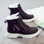 Women faux fur lined winter boots with anti-slip sole in khaki black and white
