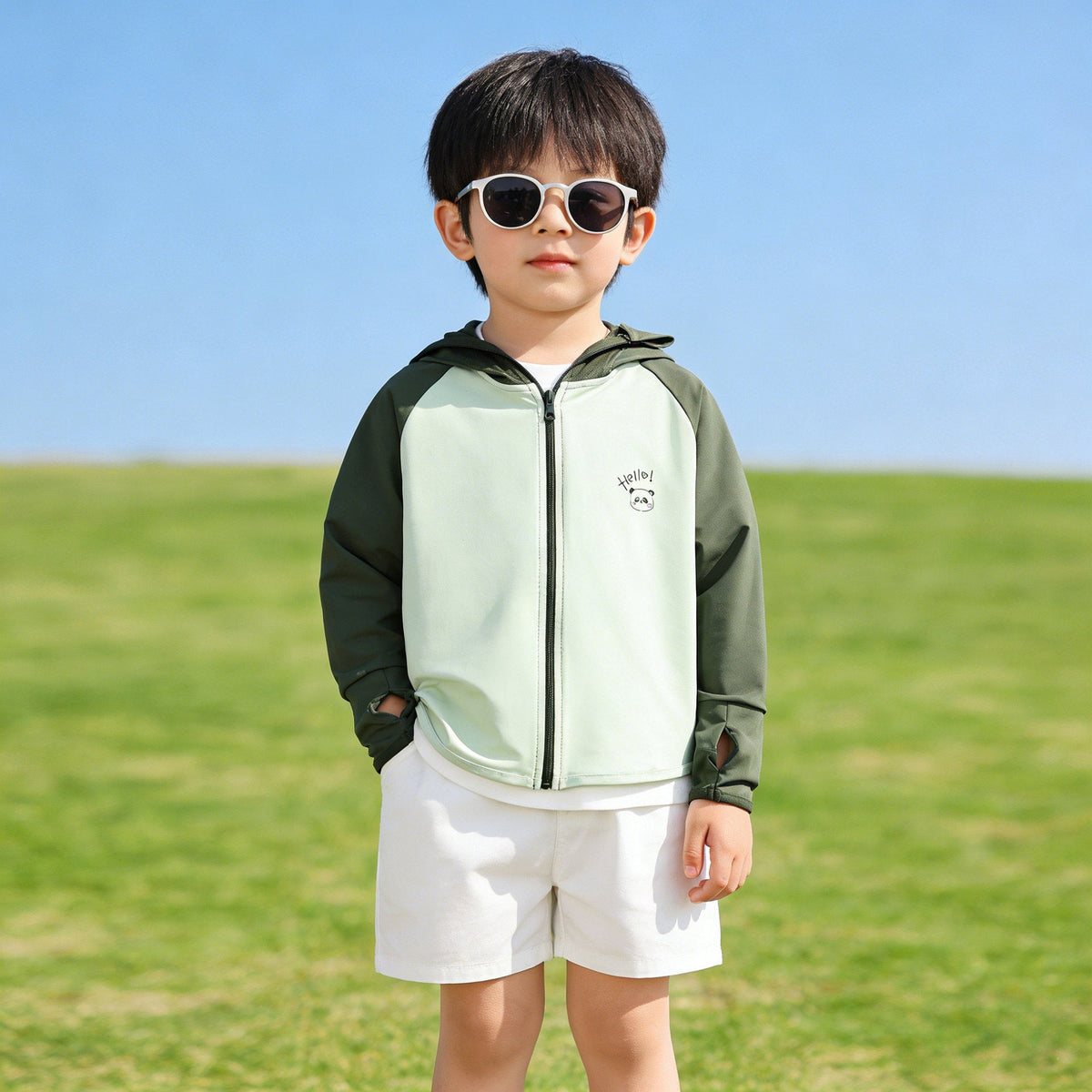 Kids UV protection hoodie jacket with sporty hood in multiple colors