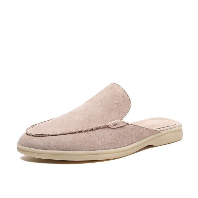 Men's slip-on backless loafers, suede style, casual low-profile sole