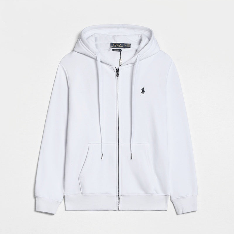 Men zip up hoodie sweatshirt relaxed fit with embroidered logo
