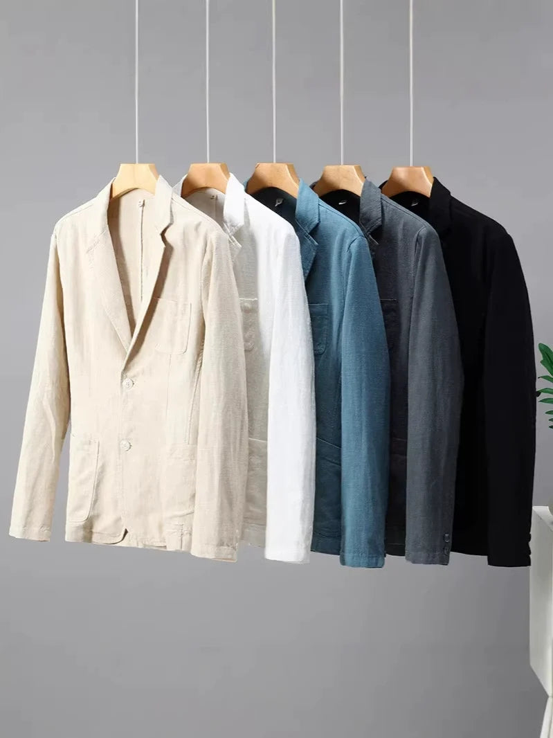 Men's linen blazer summer unstructured lightweight smart-casual fit