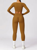 Women seamless long sleeve crop top slim fit athletic style