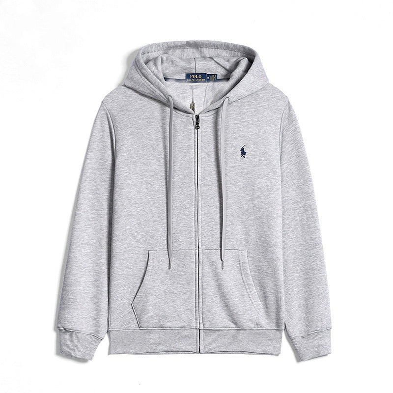 Men zip up hoodie sweatshirt relaxed fit with embroidered logo