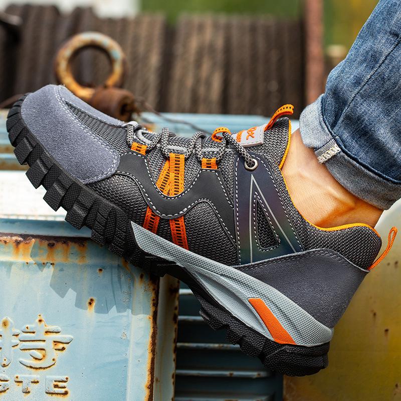 Safety shoes with steel toe cap, non-slip outsole and reflective strips