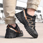 Safety shoes with steel toe cap, anti-slip puncture-resistant sole, breathable mesh upper