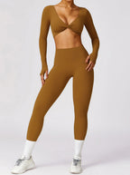 Women seamless long sleeve crop top slim fit athletic style