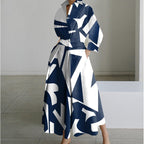 Women wrap collared maxi dress front wrap silhouette multiple prints