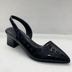 Women orthopedic heels with arch support and cushioned footbed in black
