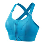 Women wire free sports bra high support wide straps moisture wicking
