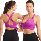 Women wire free sports bra high support wide straps moisture wicking