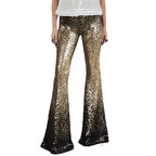 Sequin Pants Women Flared Bell Bottom Glitter Stretch Shimmer