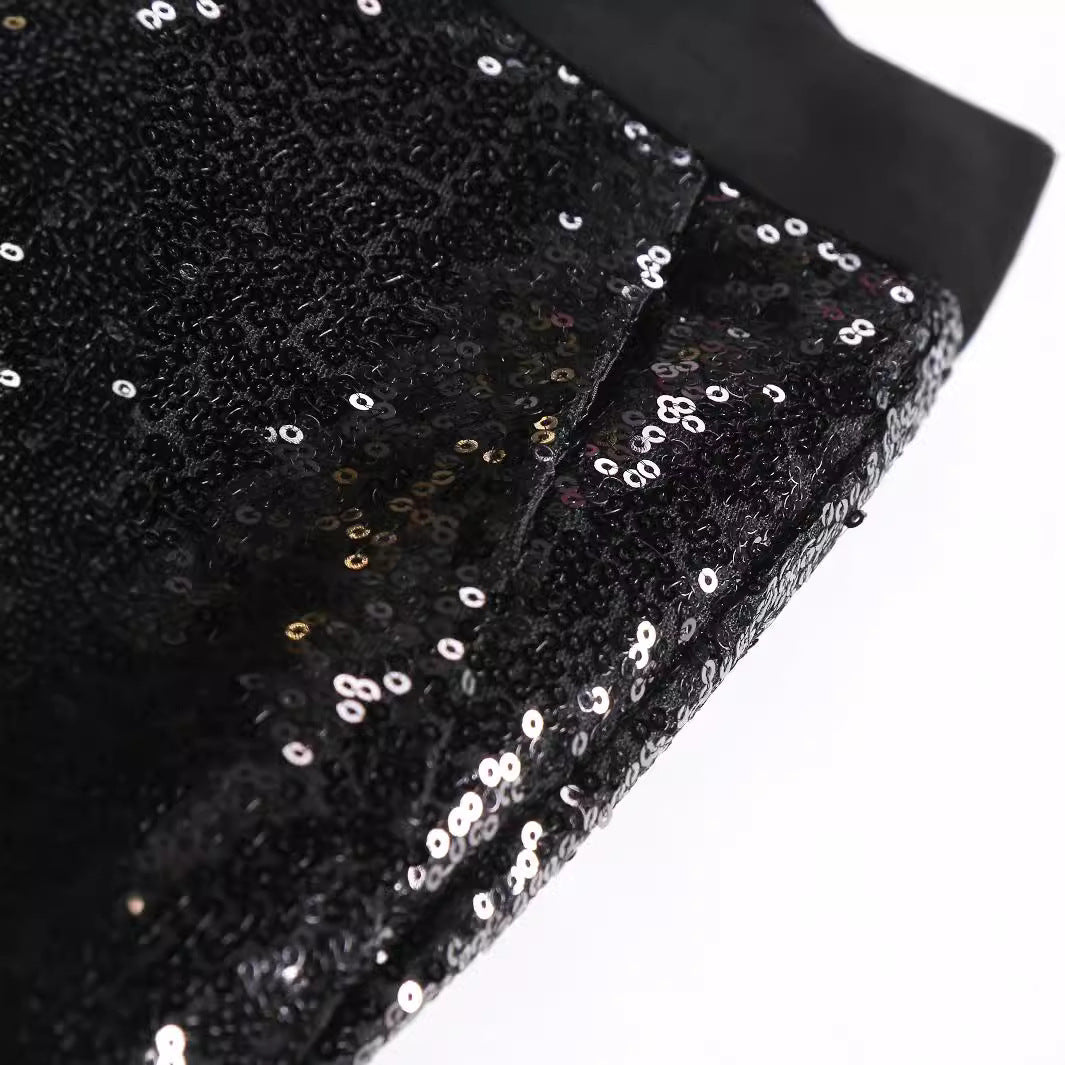 Sequin Pants Men Shimmering Sparkle Finish Full Length Black