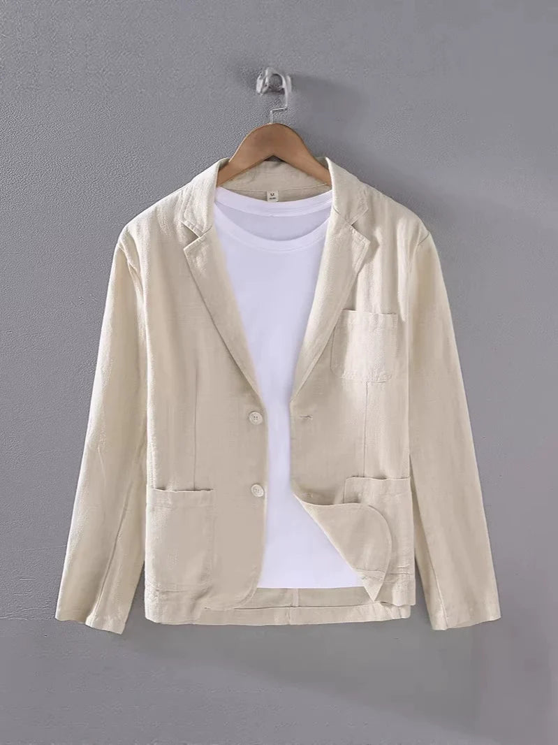 Men's linen blazer summer unstructured lightweight smart-casual fit