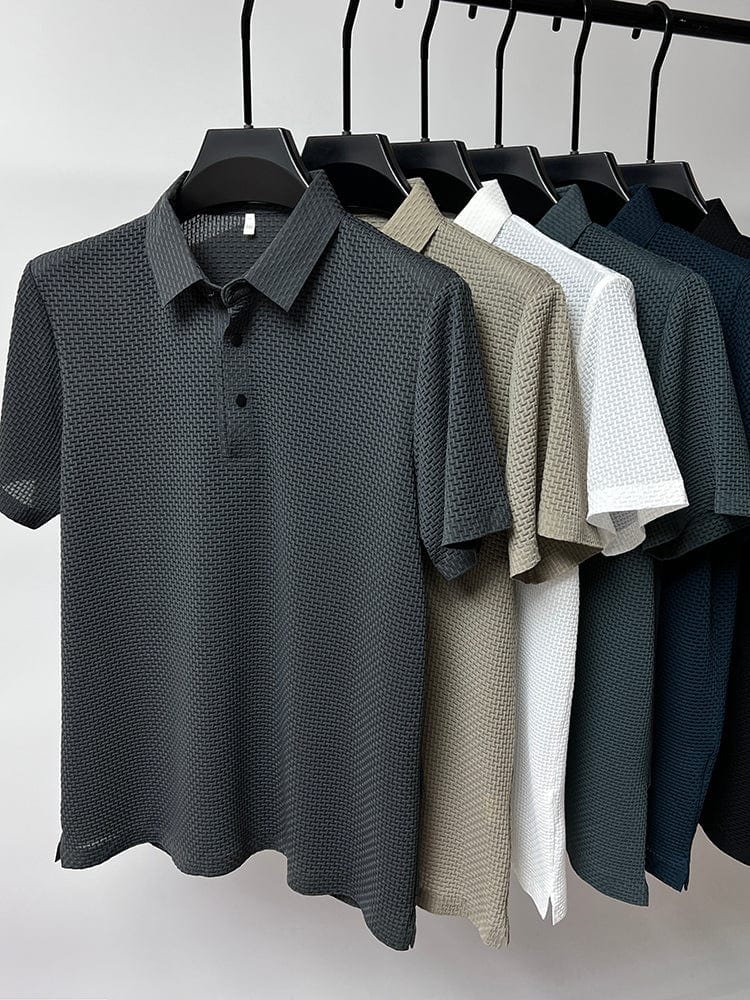 Men's mesh polo shirt short sleeve breathable summer casual
