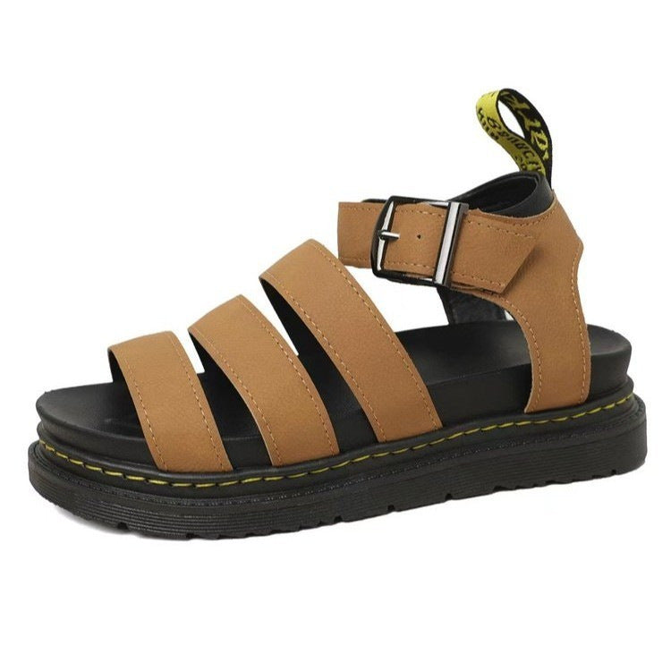 Women thick sole casual sandals cushioned platform in white black red brown