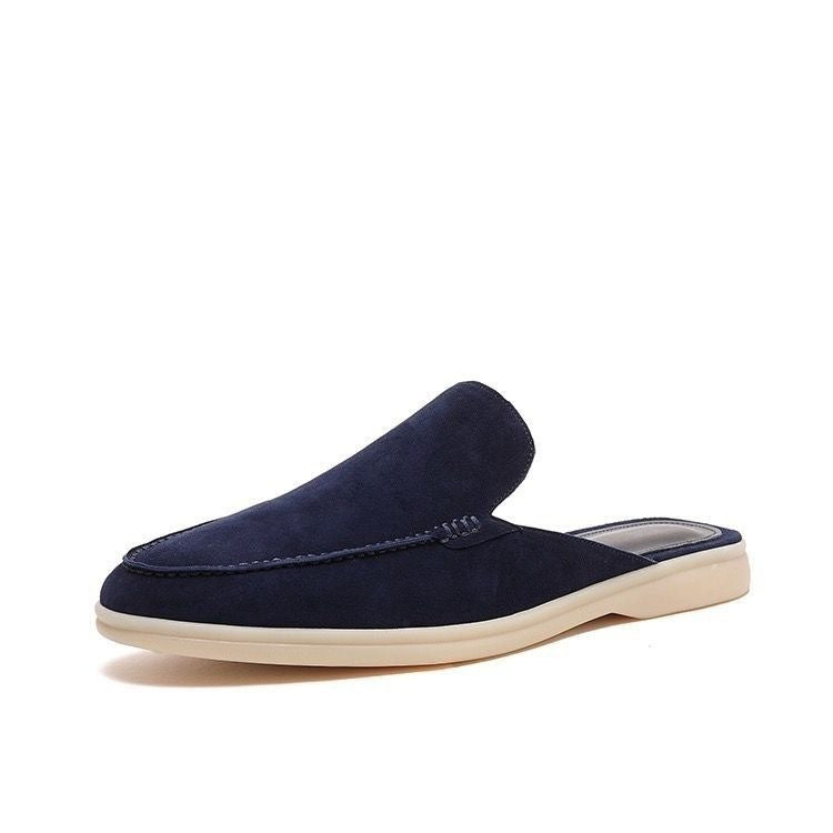 Men's slip-on backless loafers, suede style, casual low-profile sole