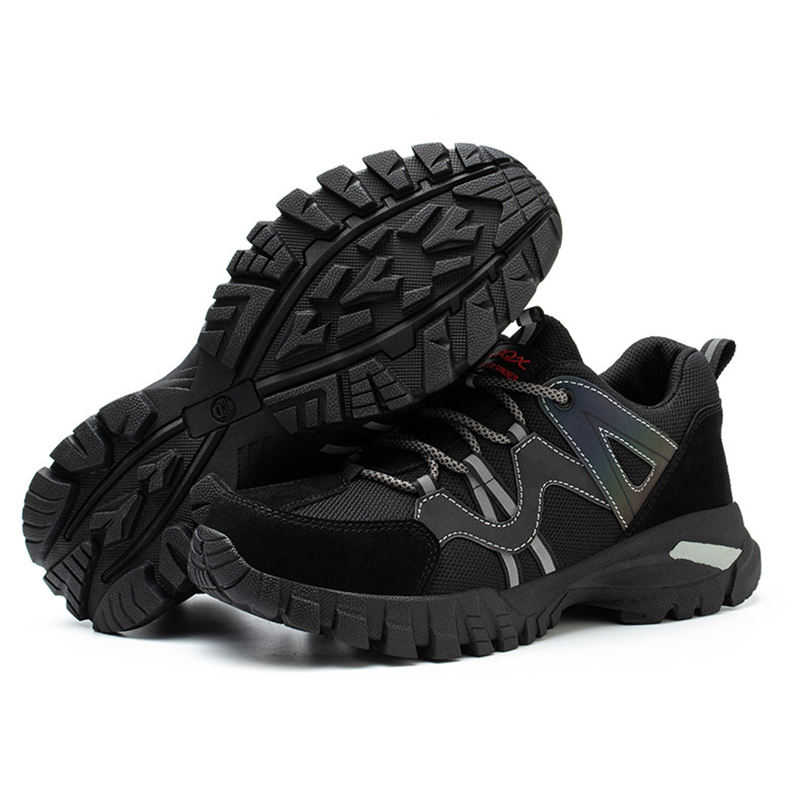 Safety shoes with steel toe cap, non-slip outsole and reflective strips