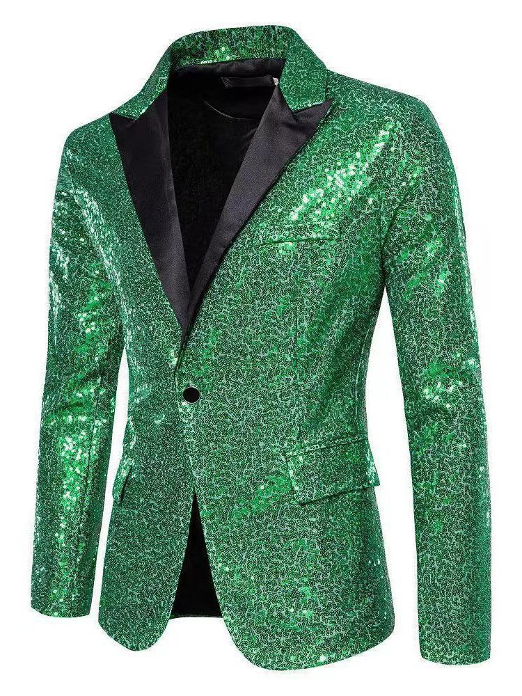 Sequin Blazer for Men Sparkly Lightweight Breathable Fabric Lapel