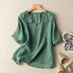 Women vintage button detail relaxed blouse in soft pastel colours relaxed fit