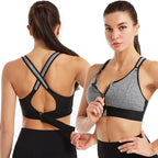 Women wire free sports bra high support wide straps moisture wicking