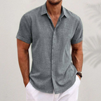 Men's linen shirt lightweight breathable short sleeve summer casual