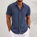Men's linen shirt lightweight breathable short sleeve summer casual
