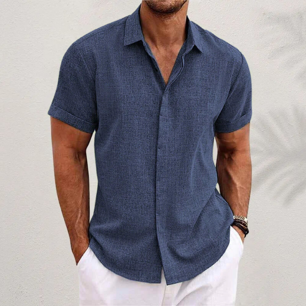 Men's linen shirt lightweight breathable short sleeve summer casual