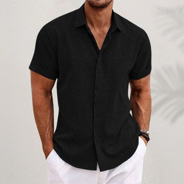 Men's linen shirt lightweight breathable short sleeve summer casual